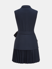 Velora | Women’s Belted Pleated Sleeveless Blazer Dress