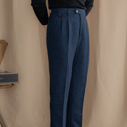 Mayfair | Men’s Herringbone Wool Pleated Trousers