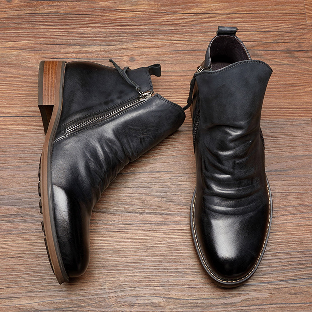 Calvani Patri | Men's Ankle Boots - Side Zip with Low Heel