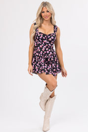 Averia | Sweetheart Button-Front Floral Romper