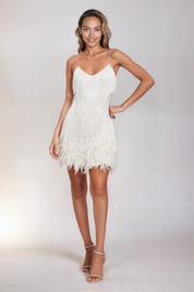 Marj | Women’s Cocktail Dress with Fringe Feathers