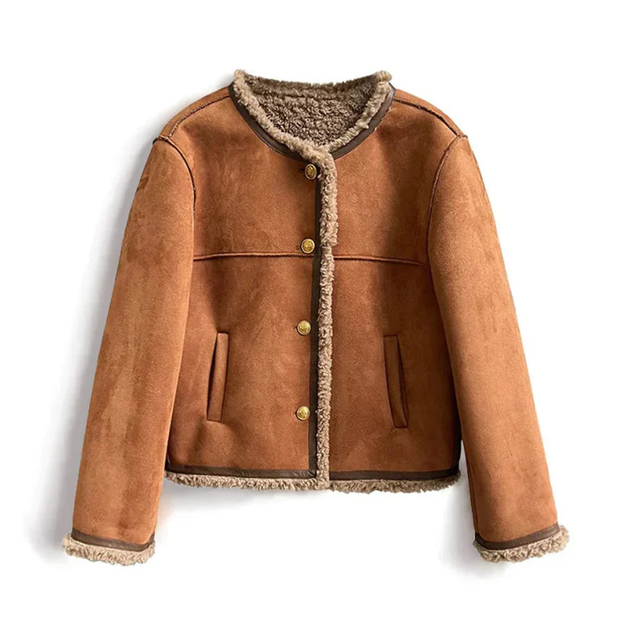 Shearling Button Jacket