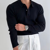 Torvello | Men’s Long Sleeve Ribbed Cotton Polo Shirt