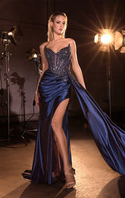 Zeravelle | Beaded Corset Satin Gown