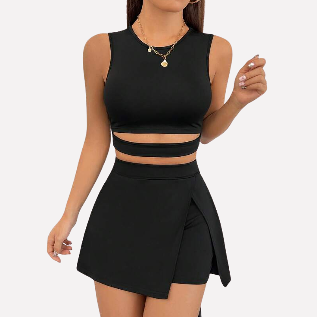 Oriana Vellaryn | Women’s Shirt Vest and Split Skort Set