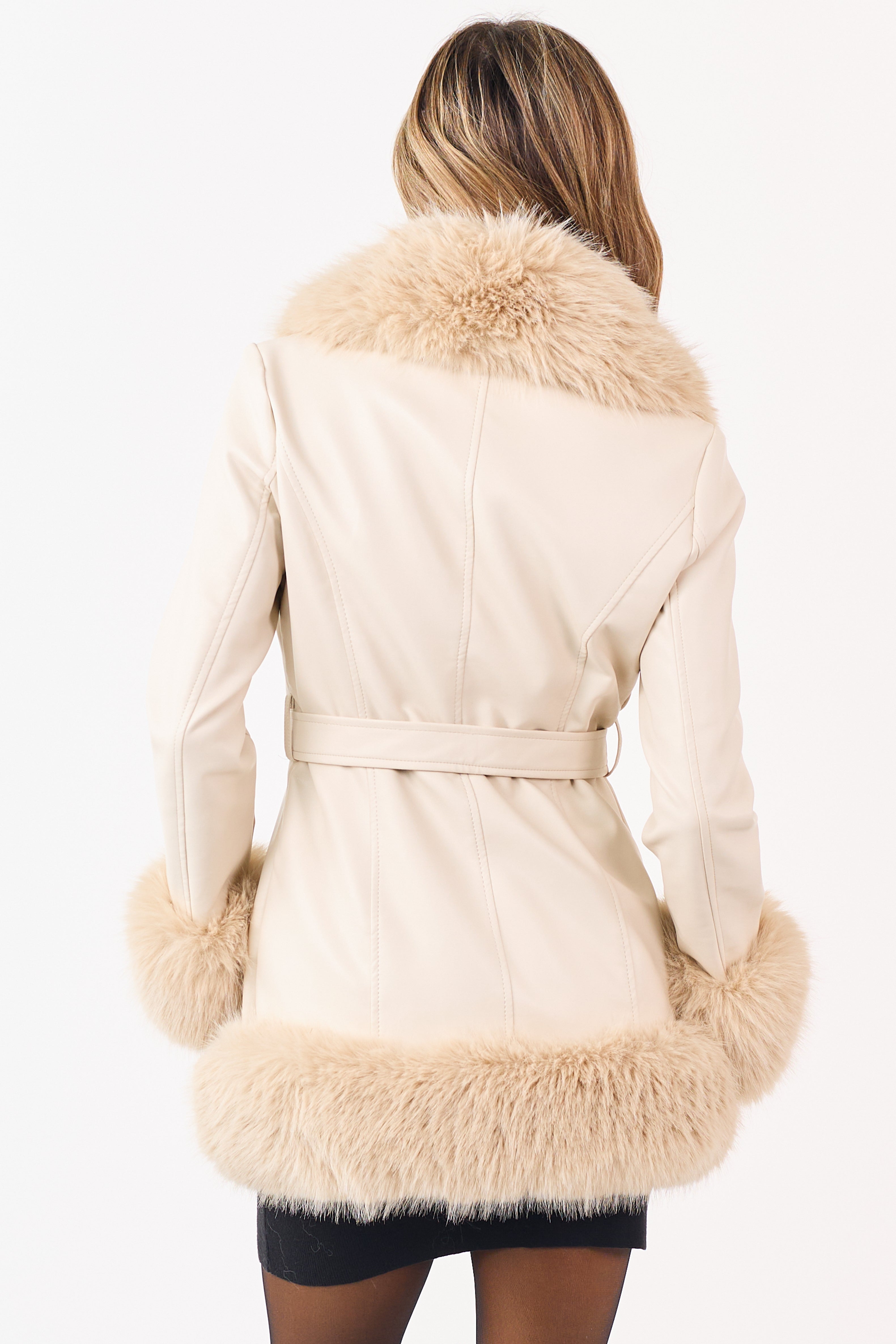 Almora | Faux Leather Fur Collar Coat