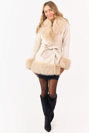 Almora | Faux Leather Fur Collar Coat