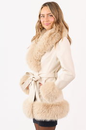 Almora | Faux Leather Fur Collar Coat