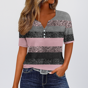 Solviera - Women’s Striped V-Neck T-Shirt