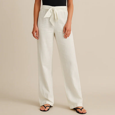 Elegant Tie Waist Linen Pants