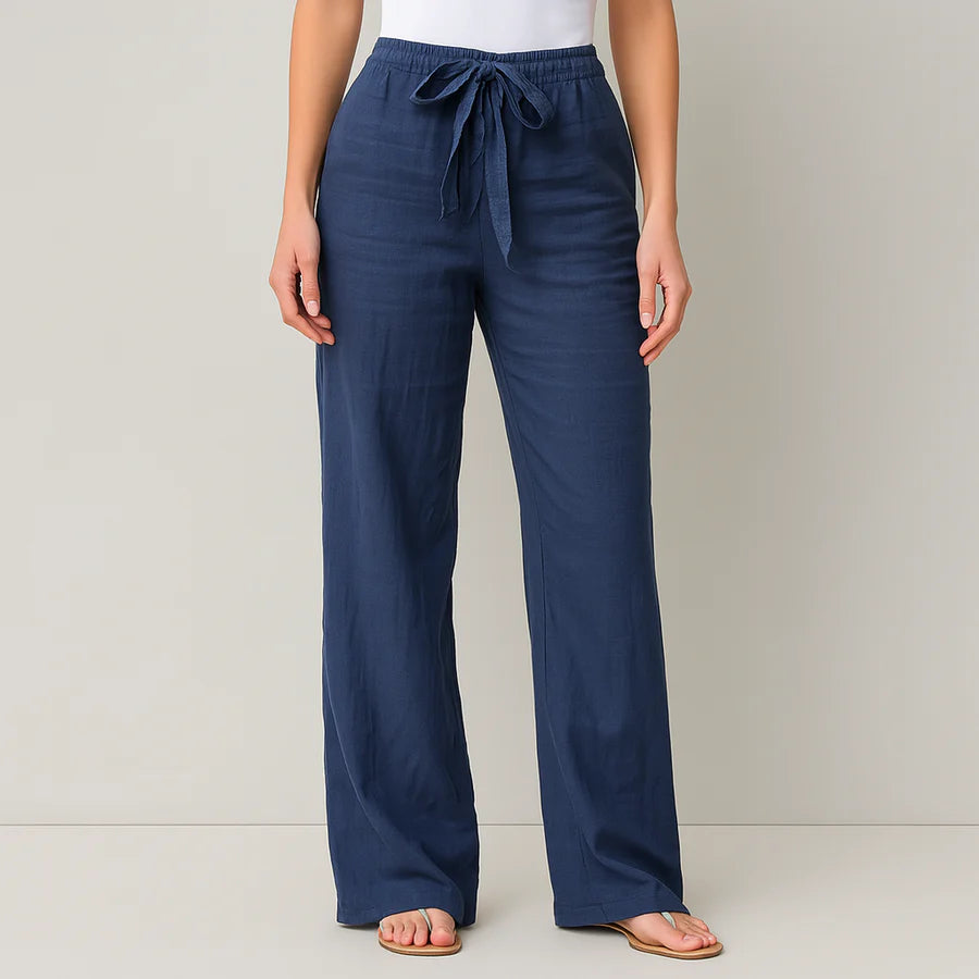 Elegant Tie Waist Linen Pants