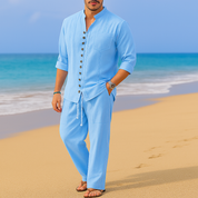 Joshua | Mens Vintage Cotton Linen Blend Pullover Shirt