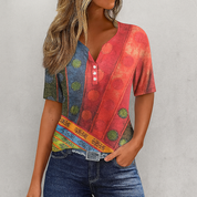 Solviera - Women’s Striped V-Neck T-Shirt