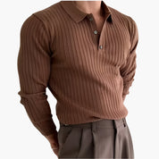 Torvello | Men’s Long Sleeve Ribbed Cotton Polo Shirt
