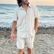 Marbella | Men’s Waffle Knit Summer Shirt & Shorts Set