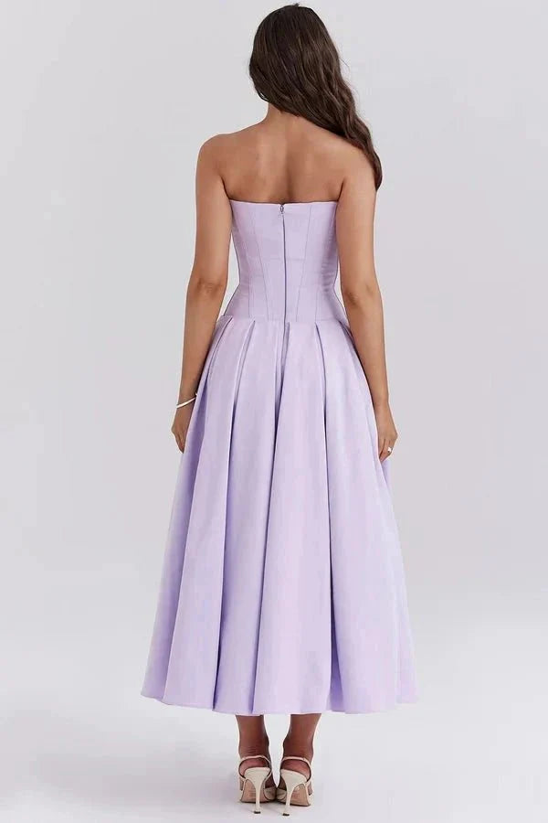 Laarni | Women’s Boned Bodice Full Skirt Midi Dress