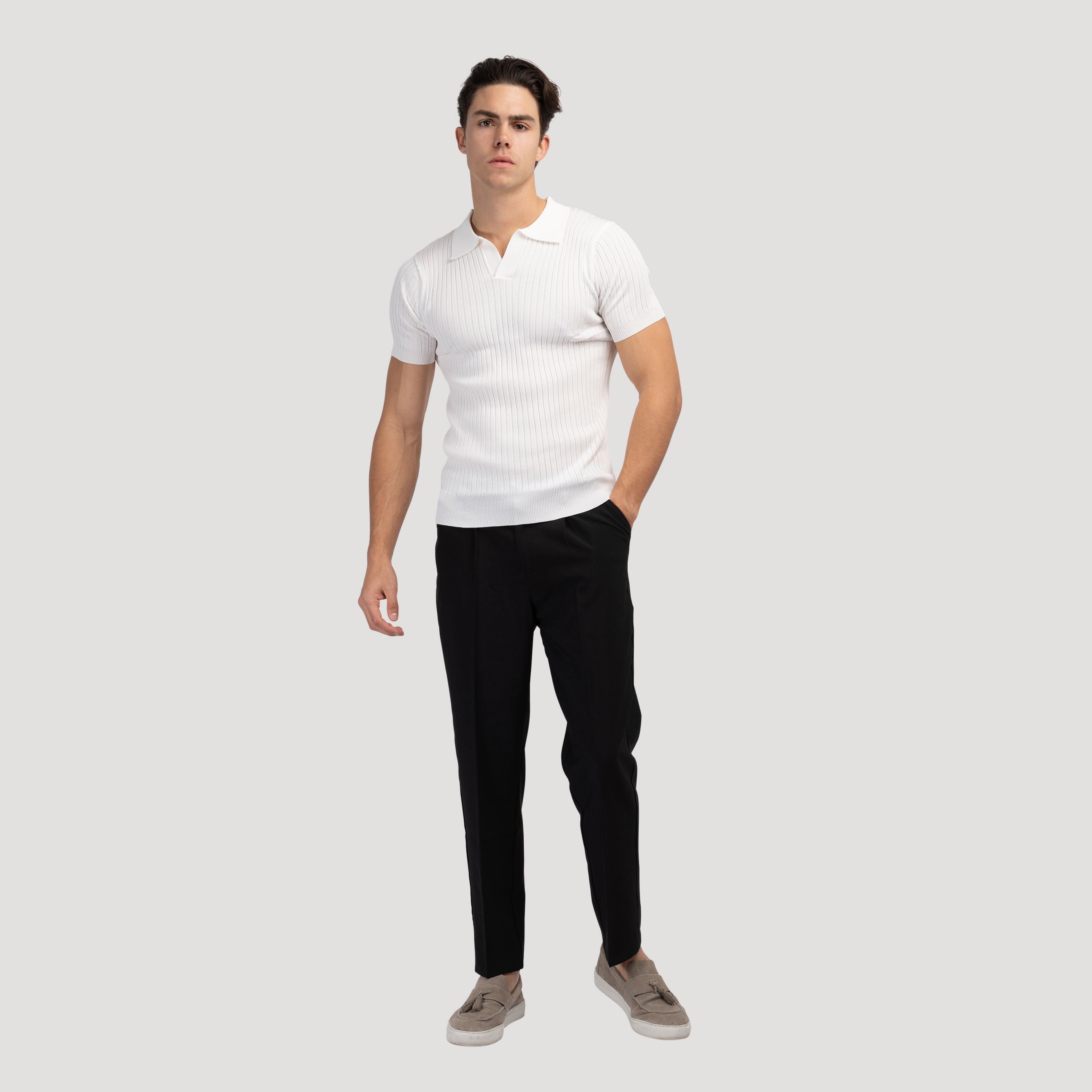 Ravello | Men’s Cotton Blend V-Neck Polo Shirt