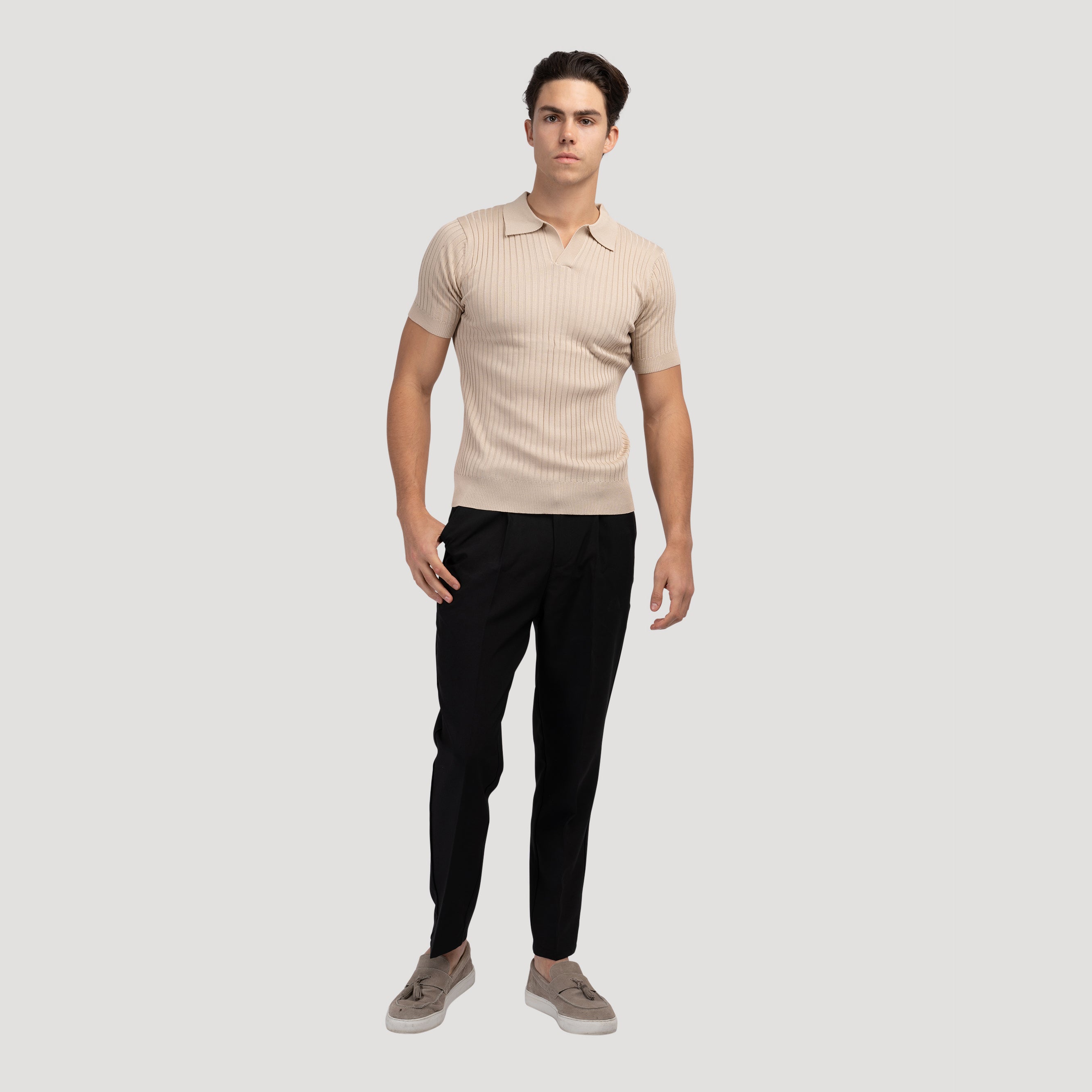 Ravello | Men’s Cotton Blend V-Neck Polo Shirt