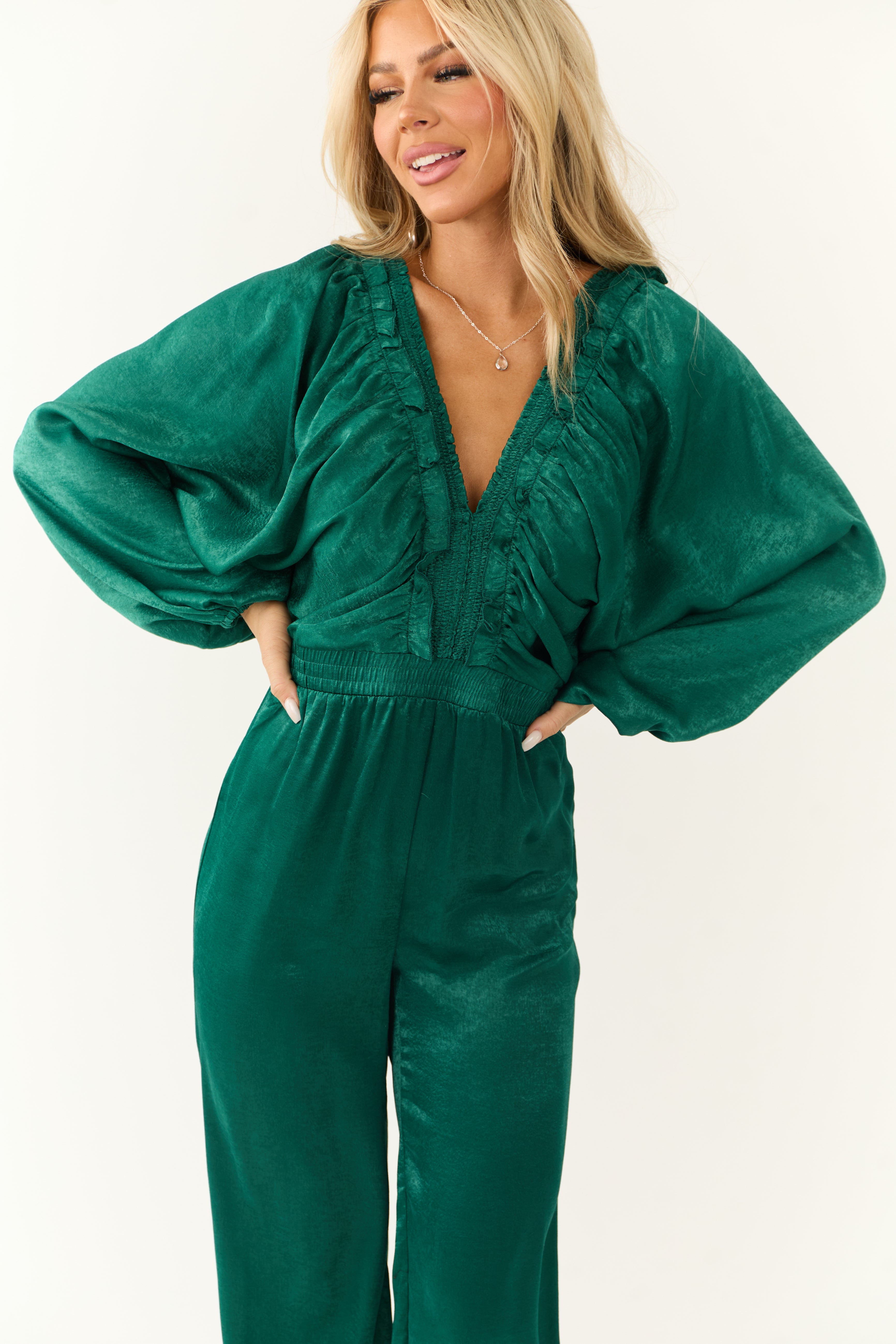 Veloria | Smocked Waist Dolman Jumpsuit