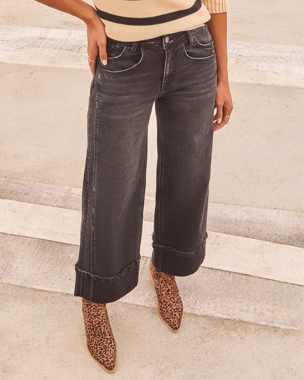 Vireza | Wide Cuffed Stretch Denim Jeans