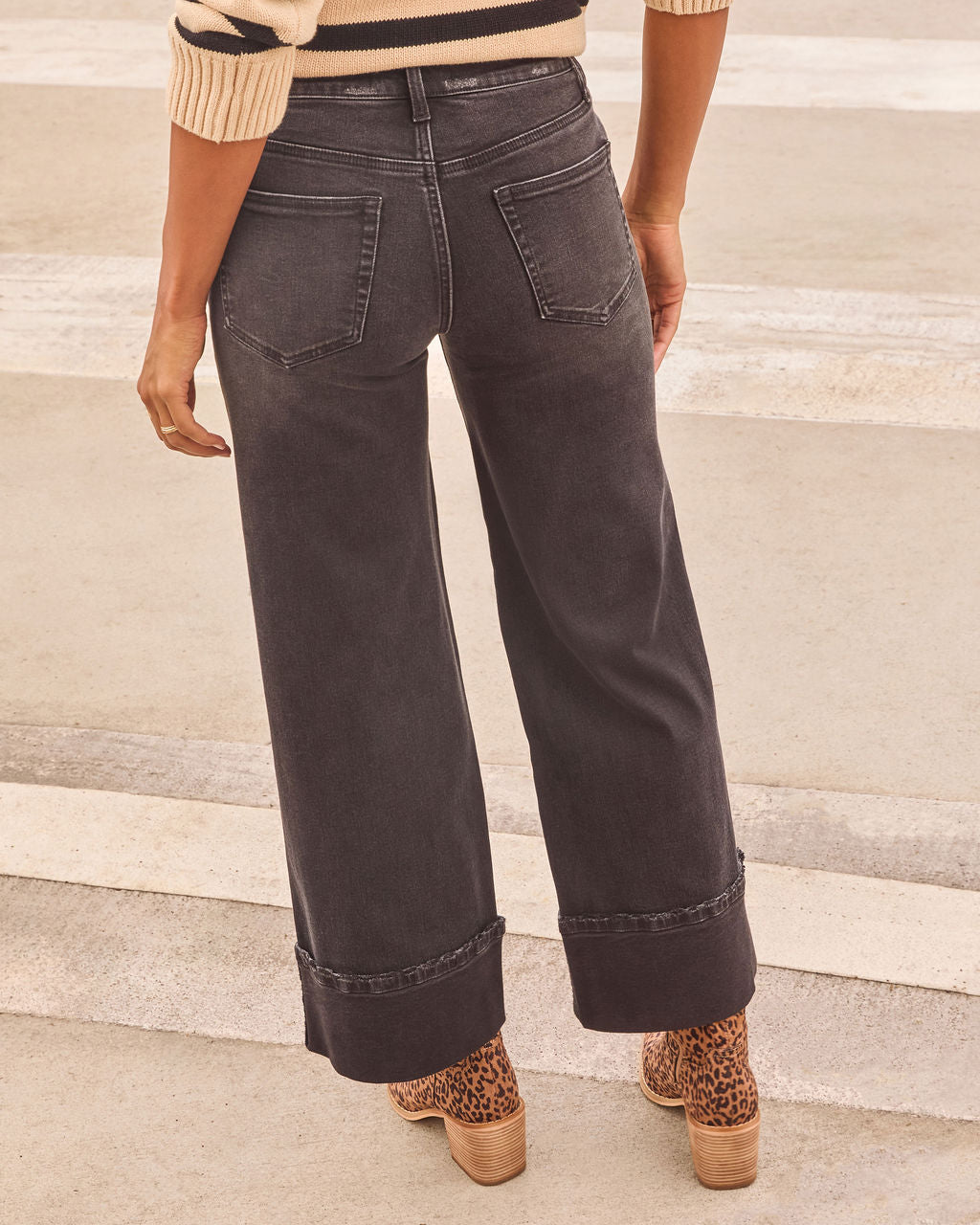 Vireza | Wide Cuffed Stretch Denim Jeans