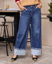 Vireza | Wide Cuffed Stretch Denim Jeans