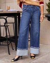 Vireza | Wide Cuffed Stretch Denim Jeans