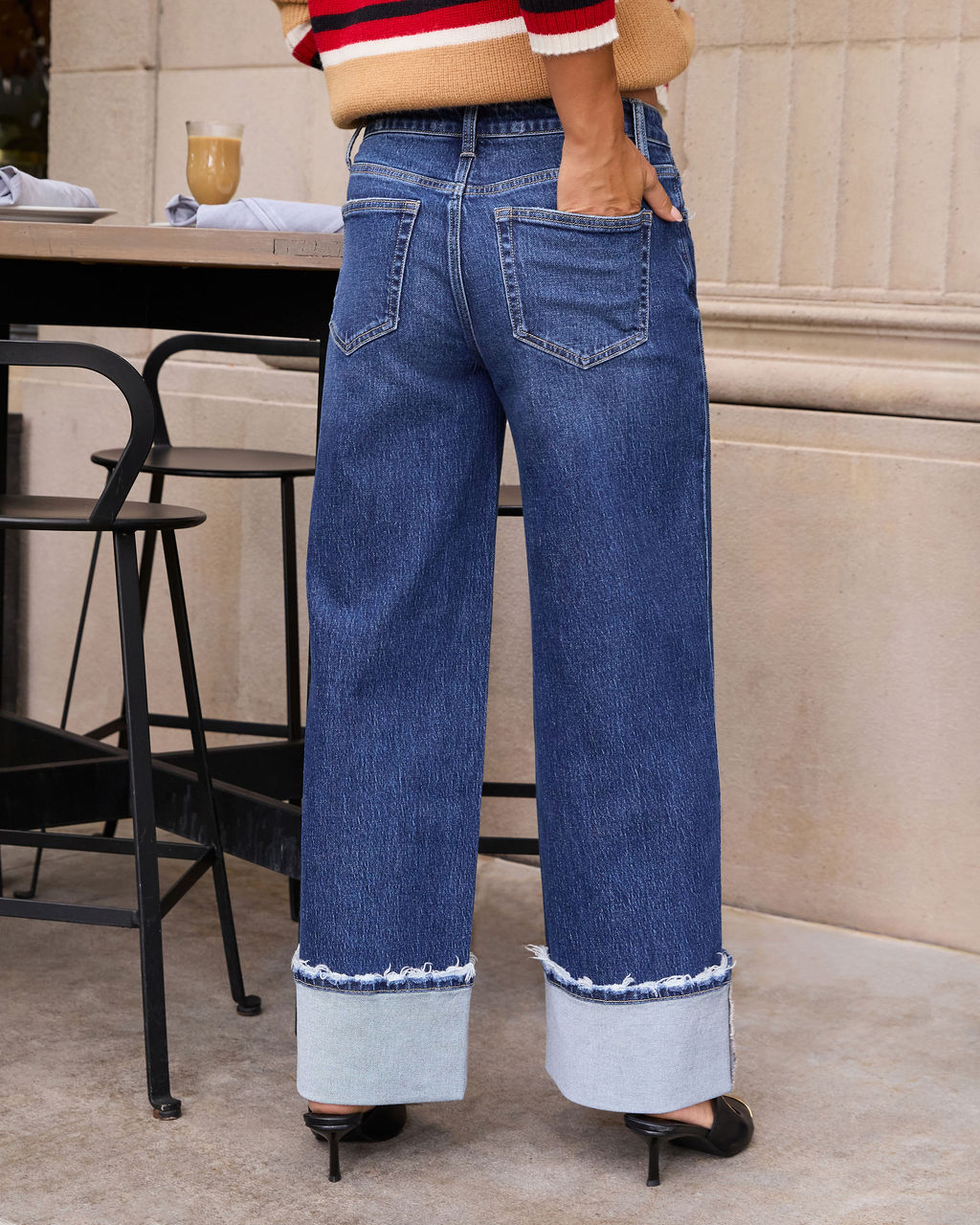 Vireza | Wide Cuffed Stretch Denim Jeans