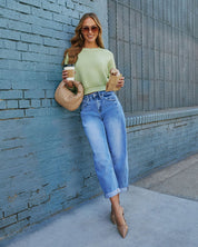 Elouise | Cropped Ribbed Crewneck Sweater