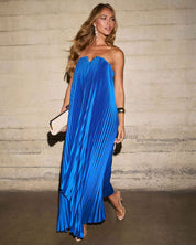 Citrina | Strapless Plissé High-Low Maxi Dress
