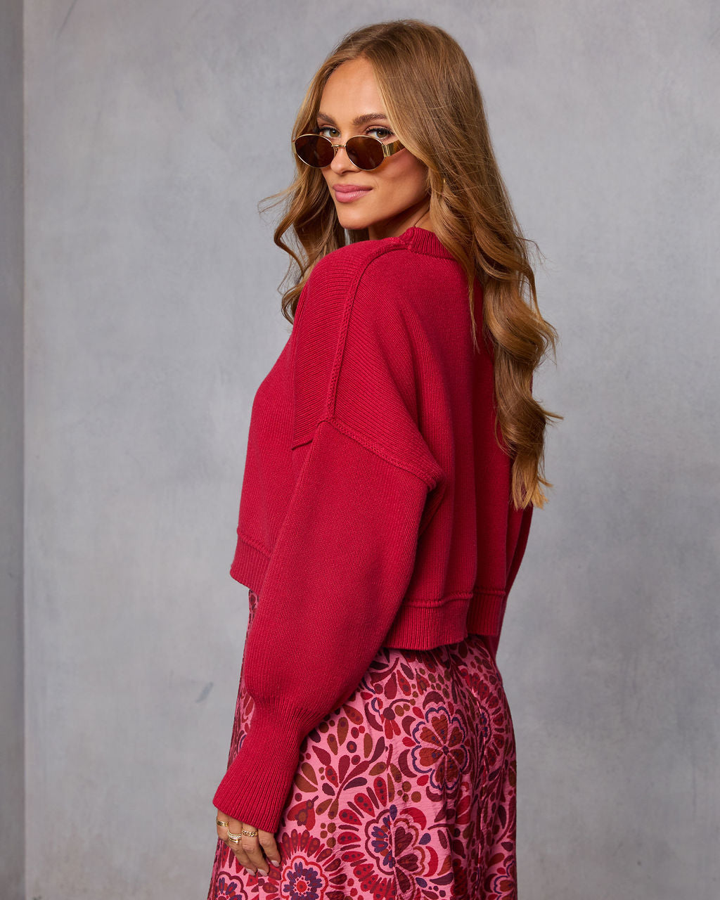 Elouise | Cropped Ribbed Crewneck Sweater