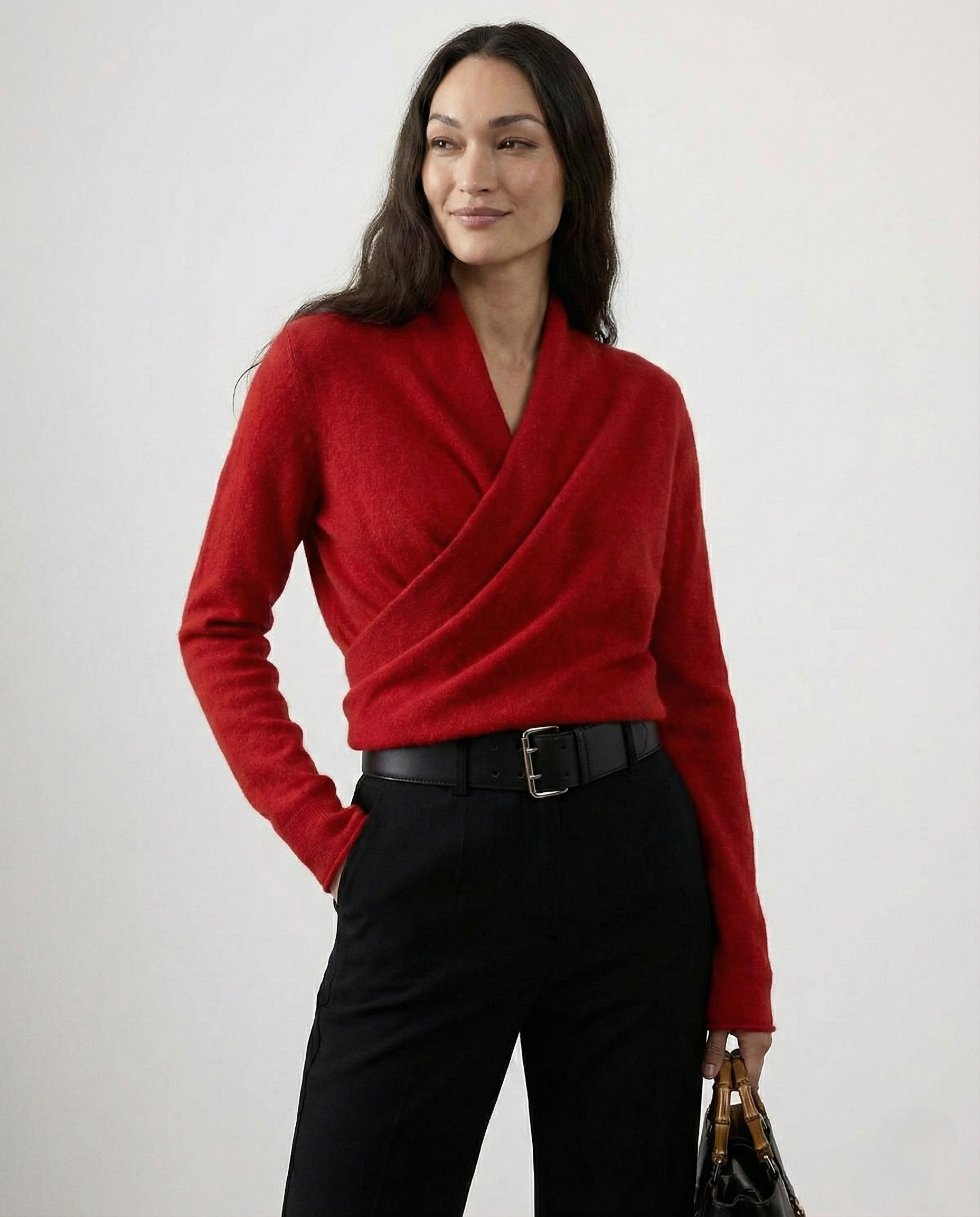 Elvoro | Cashmere Crossover Collar Sweater