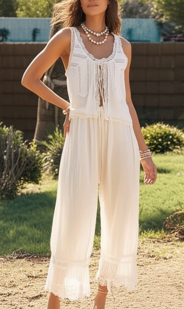Aveline - Women’s Lace Trim Cotton Set