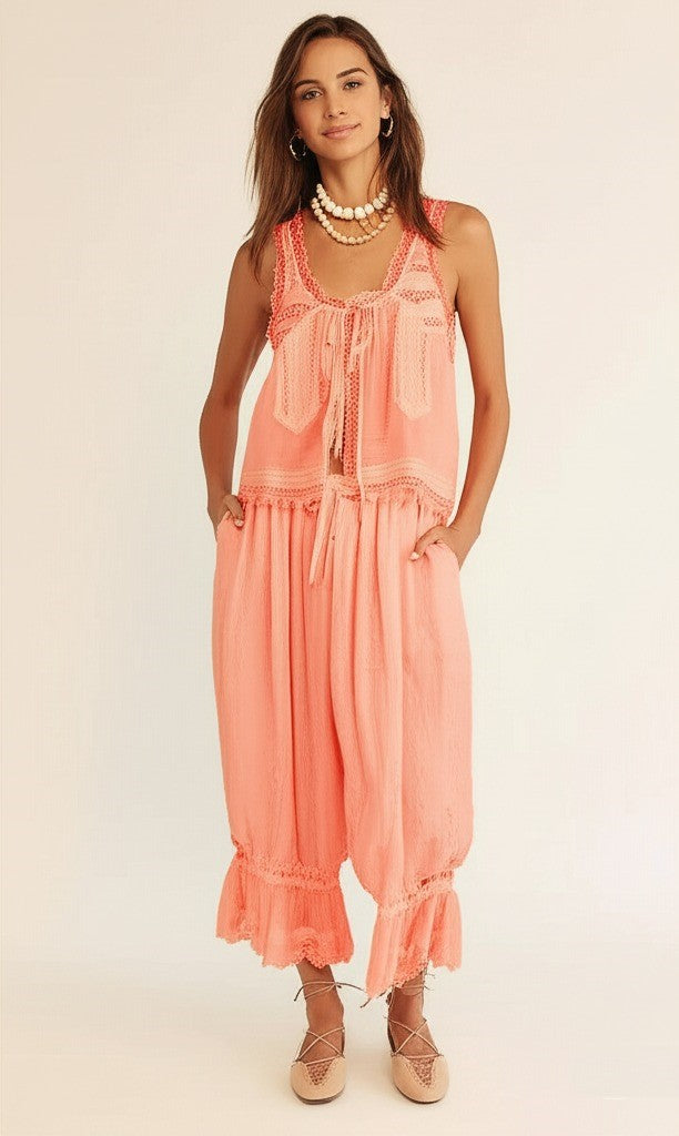 Aveline - Women’s Lace Trim Cotton Set