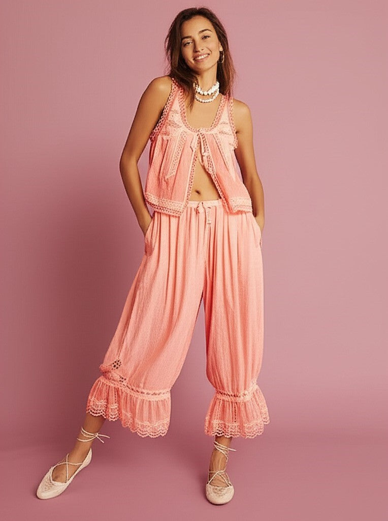 Aveline - Women’s Lace Trim Cotton Set