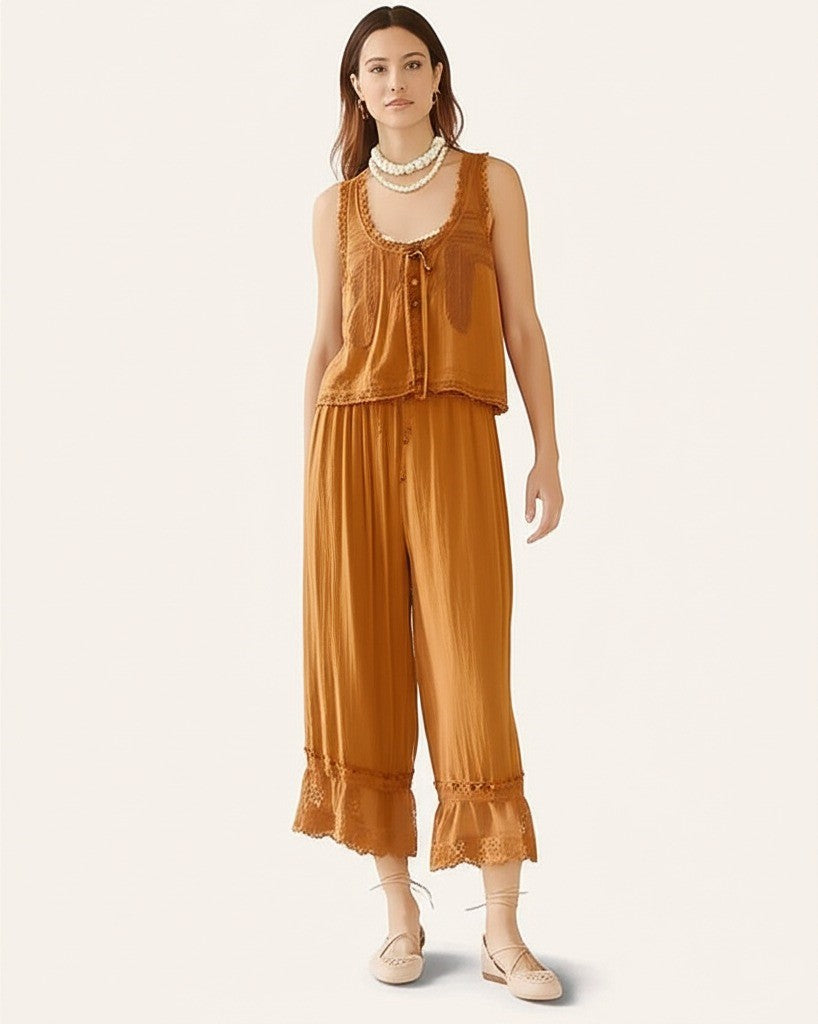 Aveline - Women’s Lace Trim Cotton Set