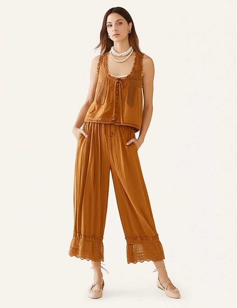 Aveline - Women’s Lace Trim Cotton Set
