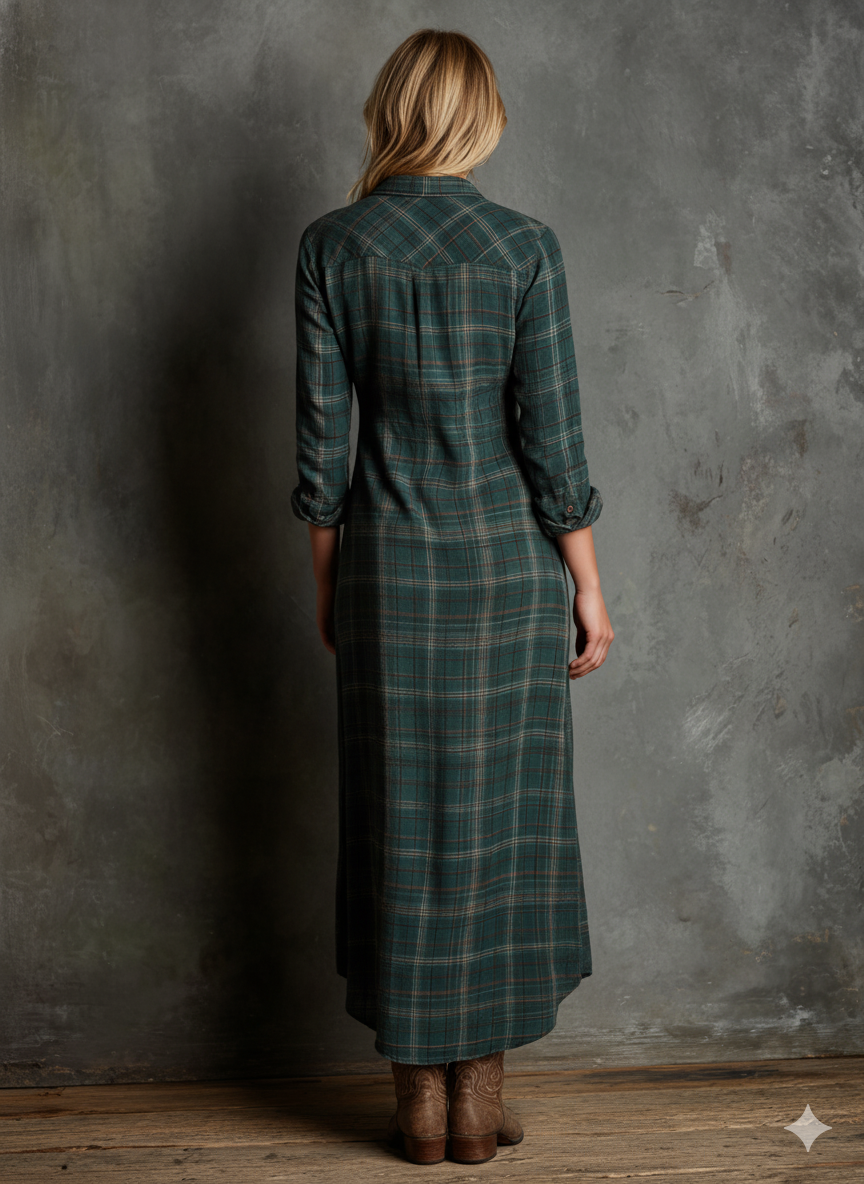 Ashford | Women’s Plaid Shirt Maxi Dress
