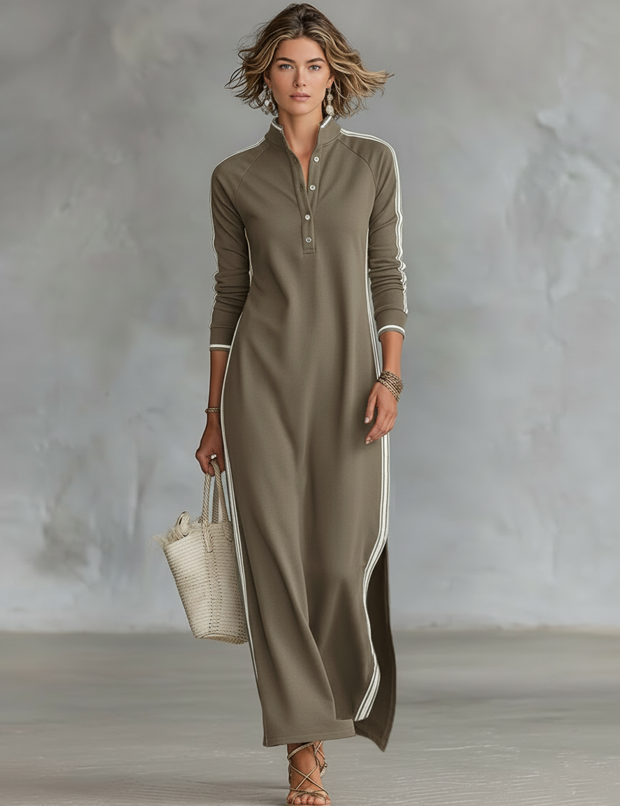 Navelle | Trim Collar Sweatshirt Maxi Dress