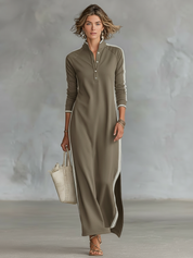 Navelle | Trim Collar Sweatshirt Maxi Dress