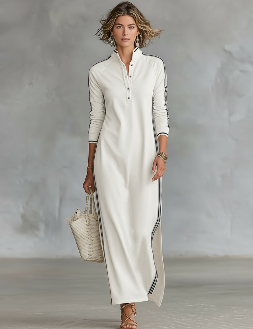 Navelle | Trim Collar Sweatshirt Maxi Dress