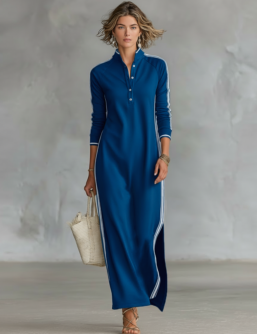 Navelle | Trim Collar Sweatshirt Maxi Dress