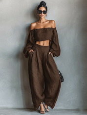 Aveline | Women’s Linen Blend Two-Piece Pants Set