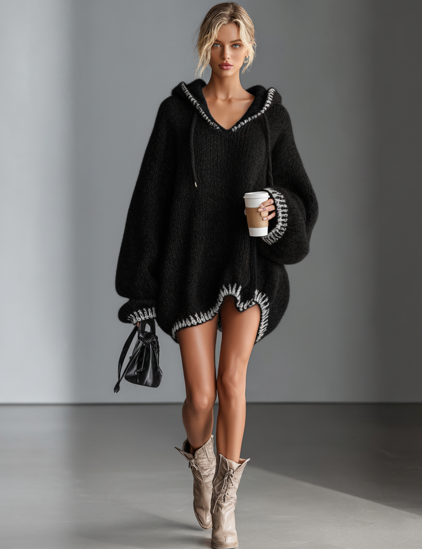 Rosella | Hooded Knit Mini Dress