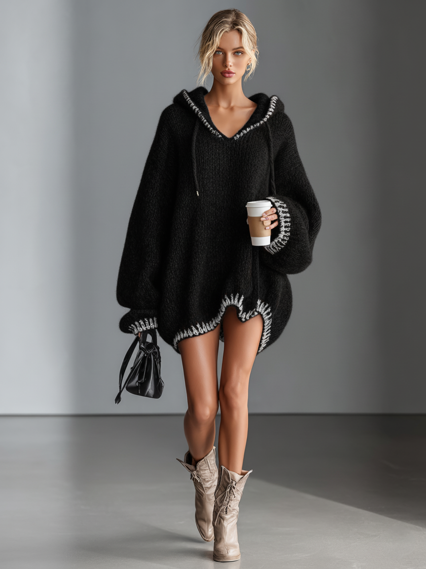 Rosella | Hooded Knit Mini Dress