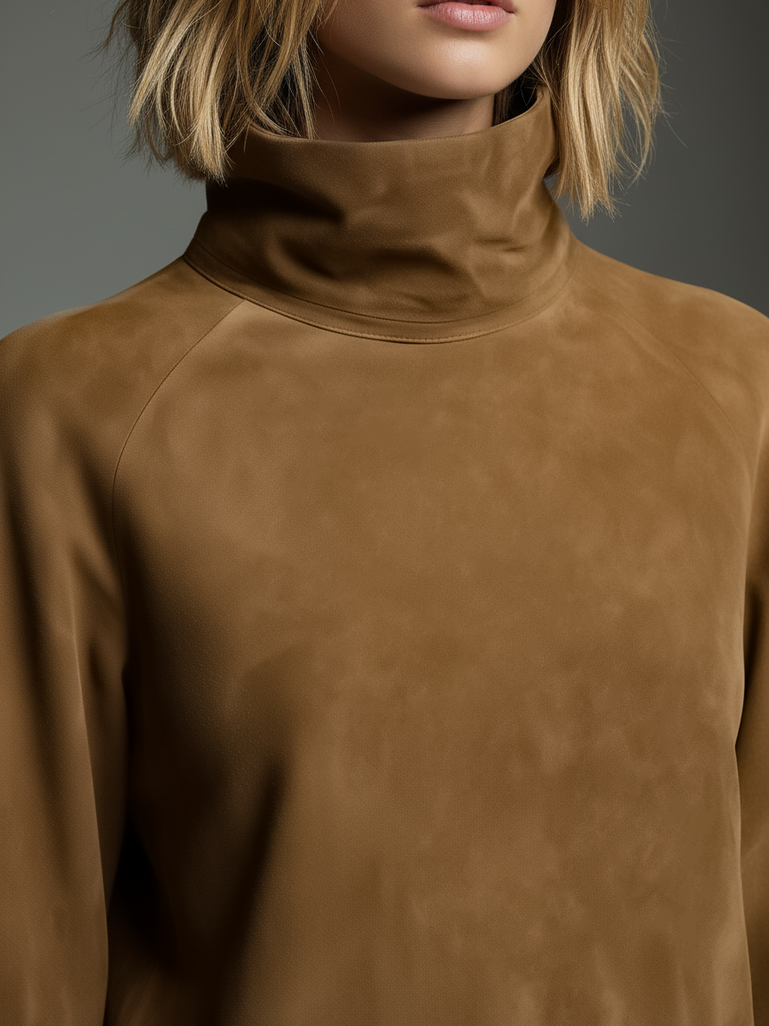 Vintara | Women’s Suede Turtleneck Mini Dress