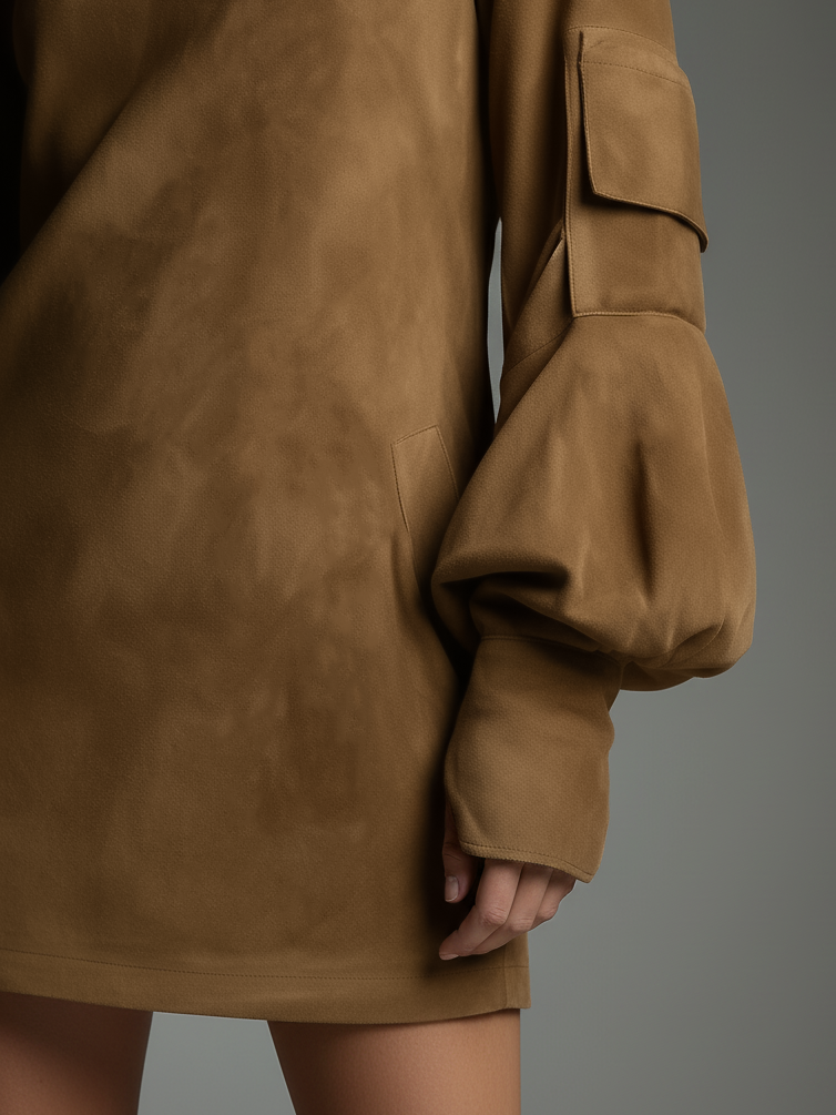 Vintara | Women’s Suede Turtleneck Mini Dress