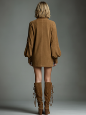 Vintara | Women’s Suede Turtleneck Mini Dress