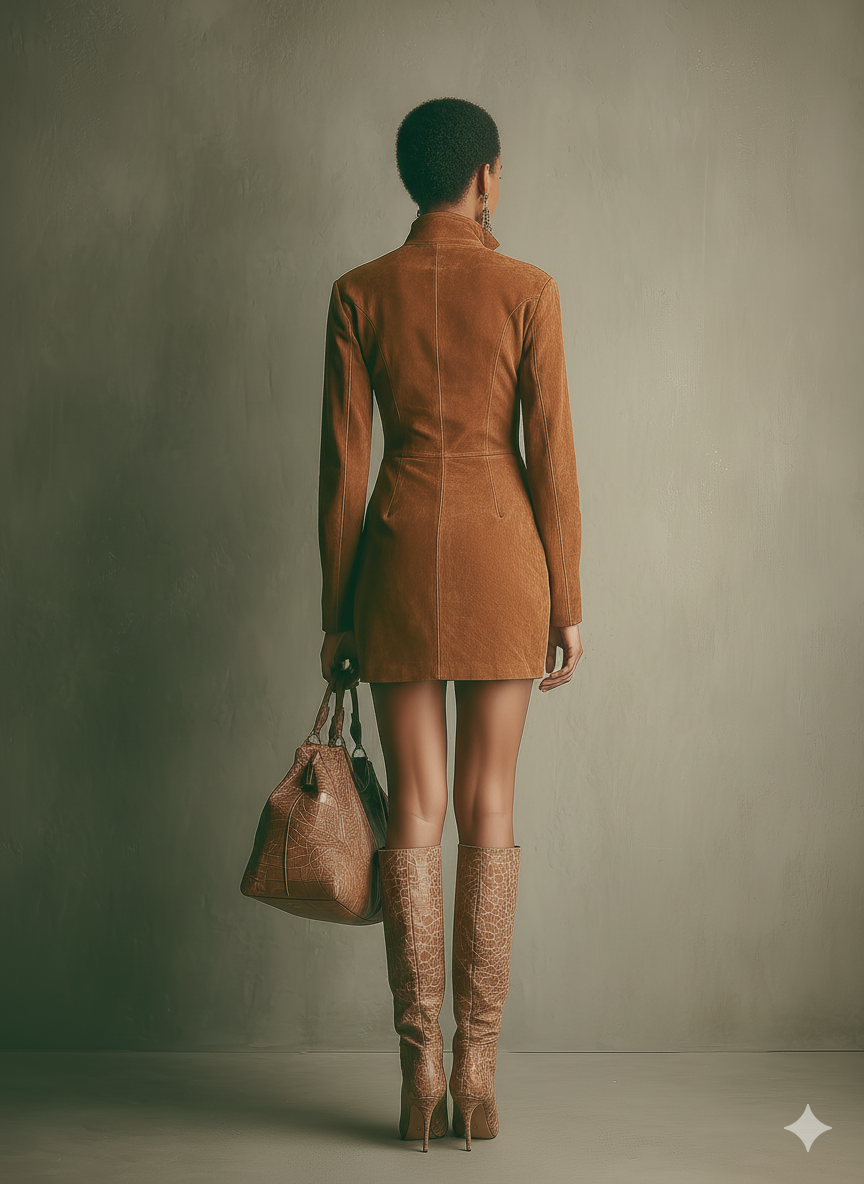 Calvera | Faux Suede Zip Mini Dress