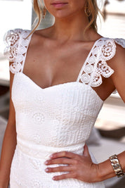 Seraphina | White Lace Midi Dress